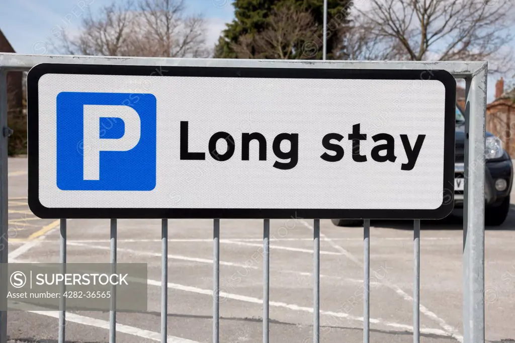 England, East Yorkshire, Beverley. A long stay car park sign.