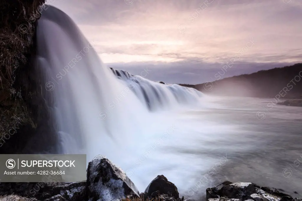 Iceland, Arnessysla, Faxifoss. A view of the Faxifoss waterfall in southern Iceland.