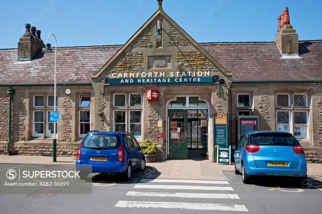 England, Lancashire, Carnforth. Entrance to Carnforth railway station which is famous for being used a a location in the film Brief Encounter.