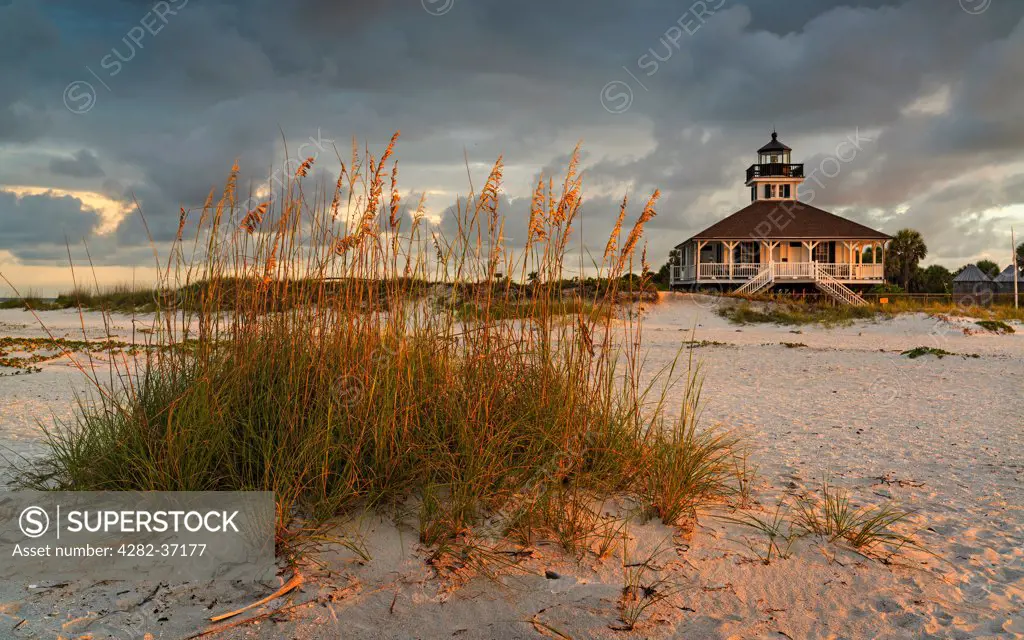 USA, Florida, Gasparilla Island. A view up from the beach at Boca Grande on Gasparilla Island in southwest Florida.