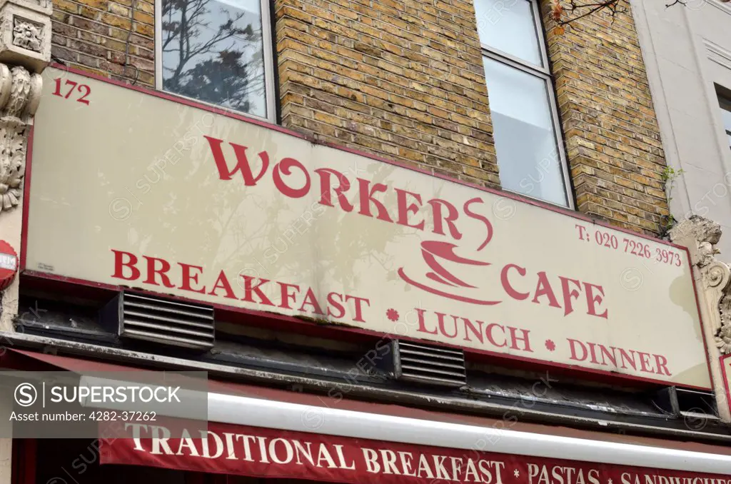 England, London, Islington. Workers Cafe on Upper Street.