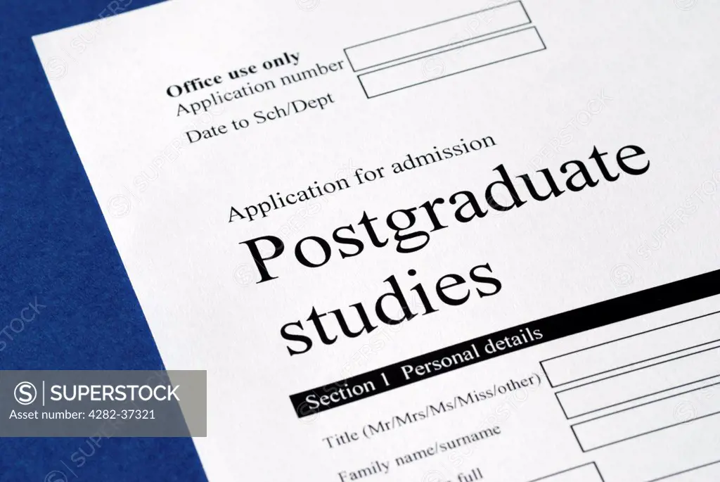 England, London, Islington. Postgraduate studies application form.