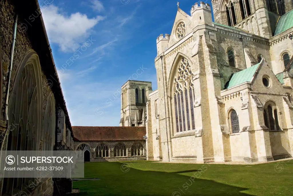 England, West Sussex, Chichester. View of Chichester Cathedral and Cloisters.