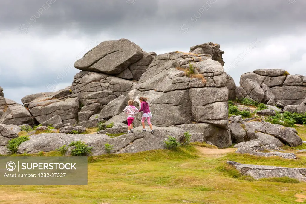 England, Devon, Widecombe in the Moor. Bonehill Rocks in the Dartmoor National Park.