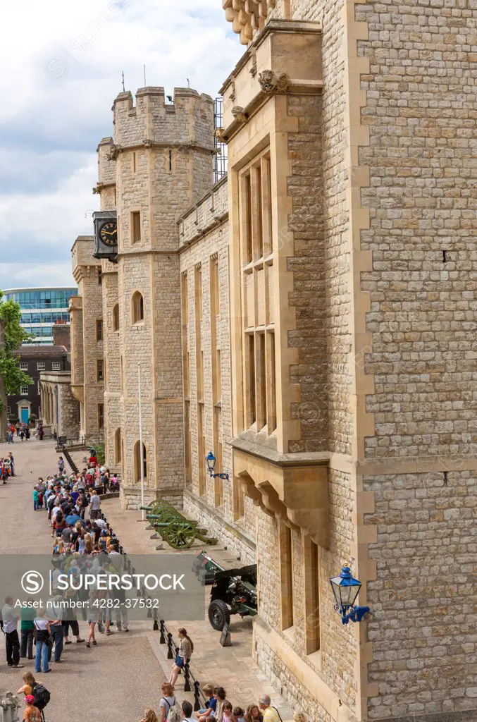 England, London, Tower of London. The south face of the Waterloo Barracks at the Tower of London.