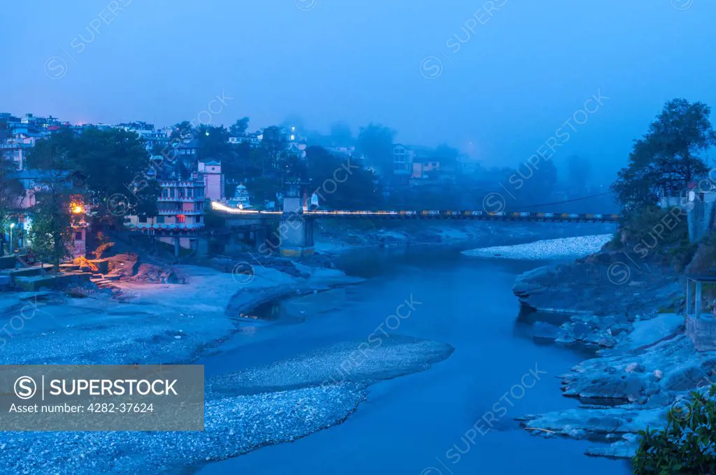 India, Himachal Pradesh, Mandi. Bridge over River Beas.