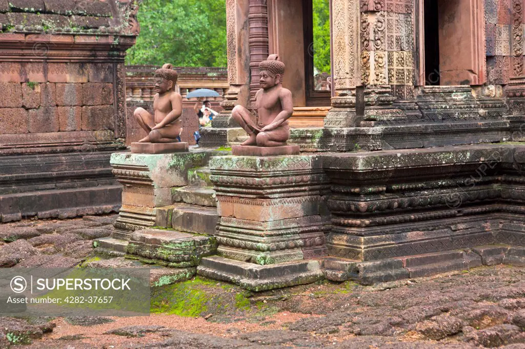 Cambodia, Khett Siem Reab, Angkor. Sculpture at Banteay Srei.