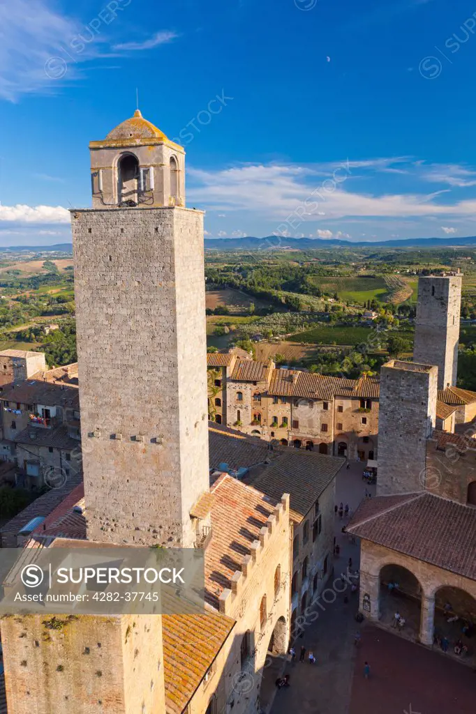 Italy, Toscana, San Gimignano. View from a tower above San Gimignano.