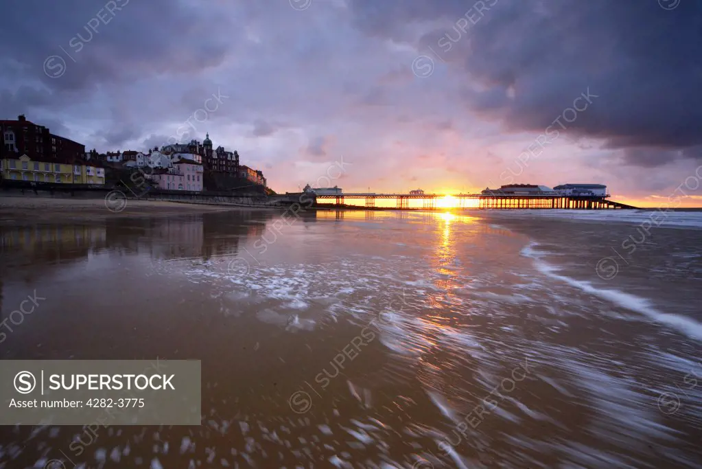 England, Norfolk, Cromer. Cromer Pier at sunset on the North Norfolk Coast.