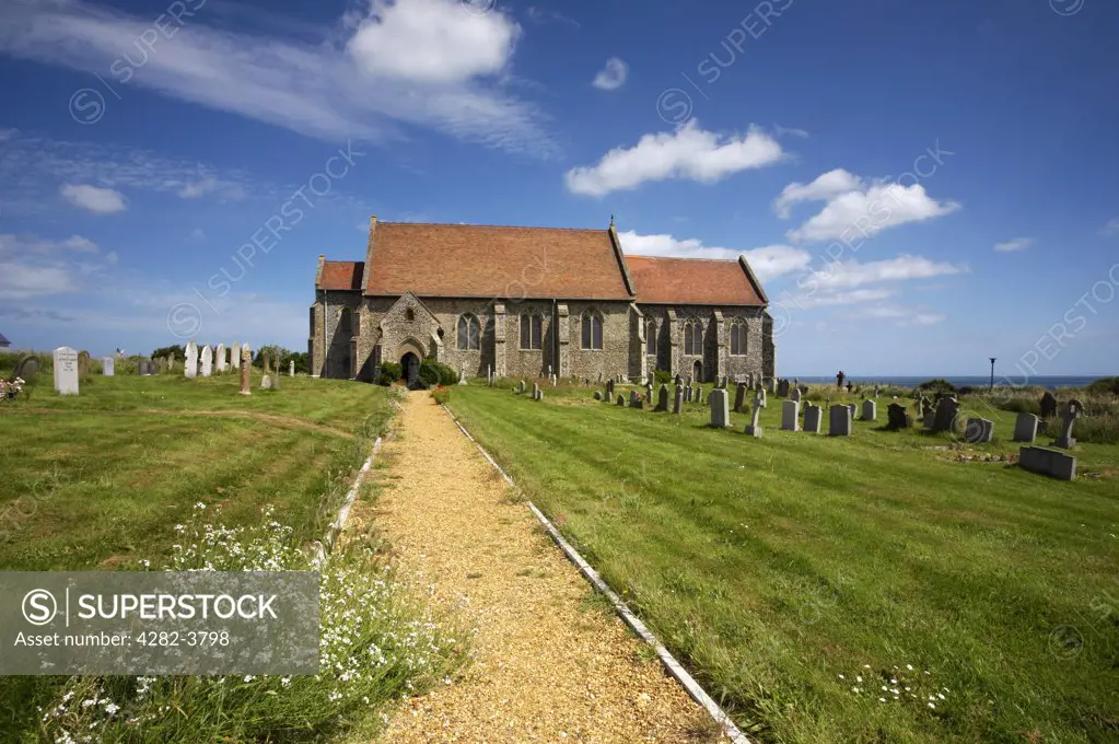 England, Norfolk, Mundesley. A view toward All Saints Church in Mundesley.