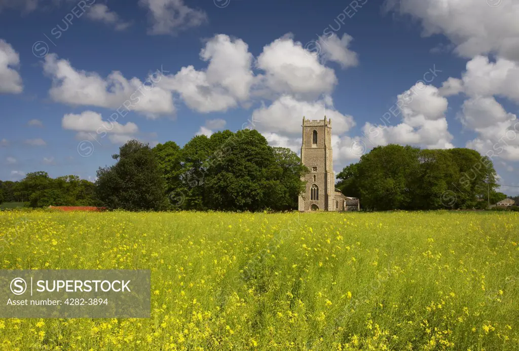 England, Norfolk, Barton Turf. Traditional Norfolk flint Church of St. Michael and All Angels at Barton Turf.
