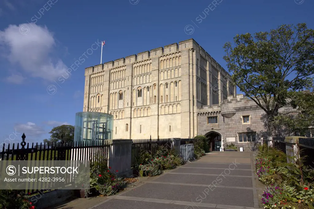 England, Norfolk, Norwich. An exterior view of the Norwich Castle in the city centre.