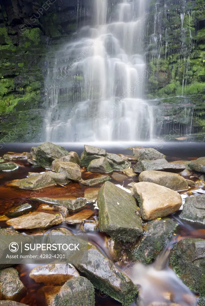 England, Derbyshire, Black Clough. Black Clough falls in the Peak District National Park.