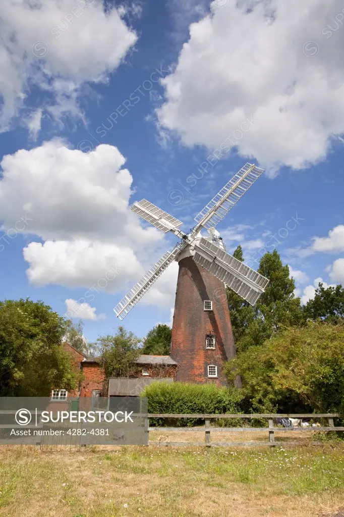 England, Suffolk, Woodbridge. Buttrum's Mill (Trott's Mill) built in 1836, a Grade ll listed tower mill that has been restored to working order.