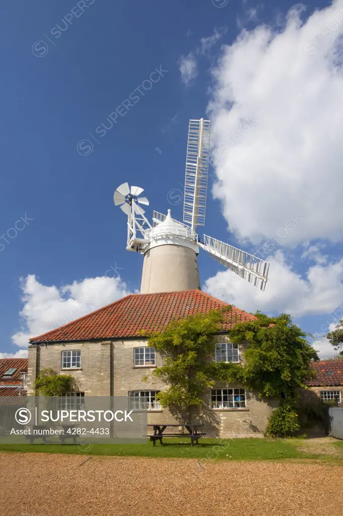 England, Norfolk, Denver. Denver Windmill, a Grade II listed tower mill and the last commercially working windmill in Norfolk.