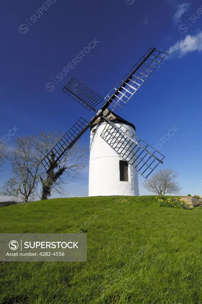 England, Somerset, Chapel Allerton. Ashton Windmill in Somerset. This 18th Century flour mill is the only complete windmill left in Somerset.