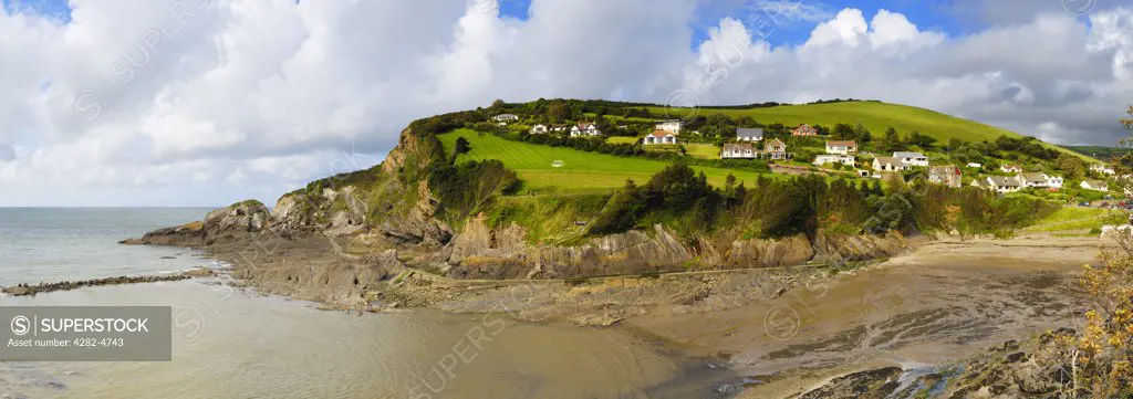 England, Devon, Combe Martin. Lester Point and the beach at Combe Martin on the North Devon Heritage Coast.