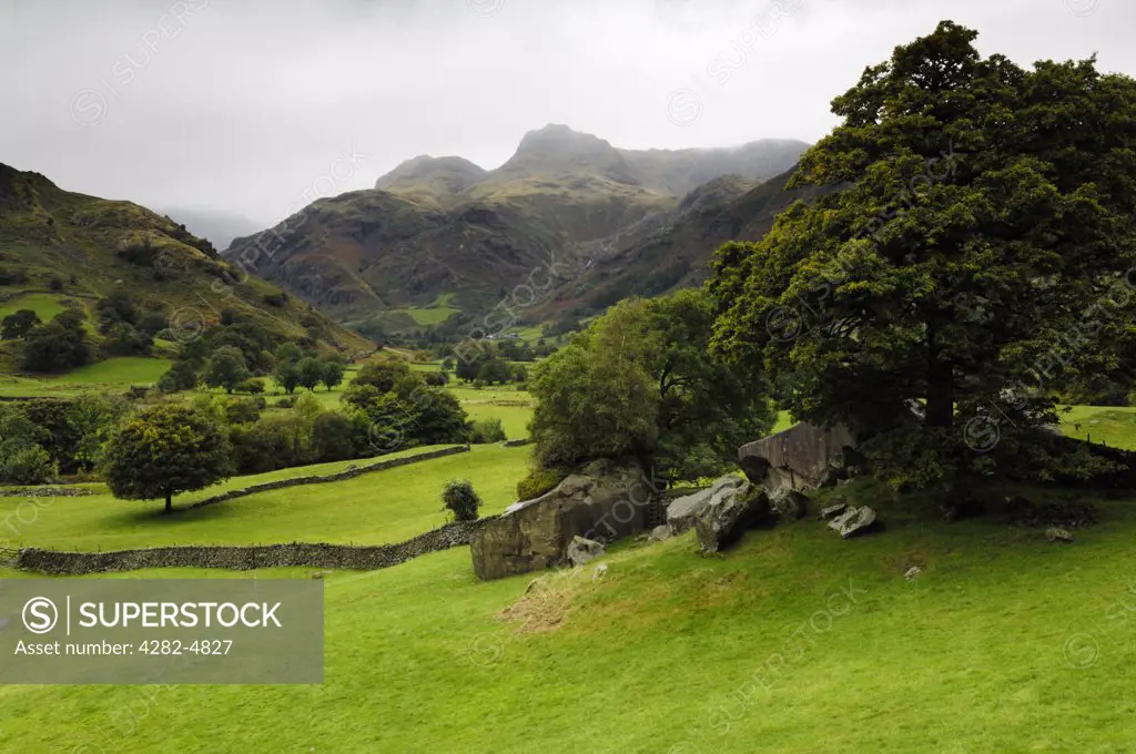 England, Cumbria, Chapel Stile. A view of Great Langdale near Chapel Stile in The Lake District National Park.