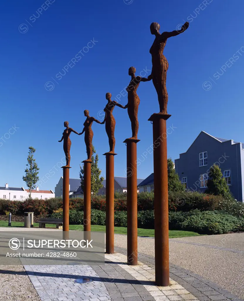 England, Somerset, Portishead. The Arc of Angels sculpture by the artist Rick Kirby at Port Marine in Portishead.