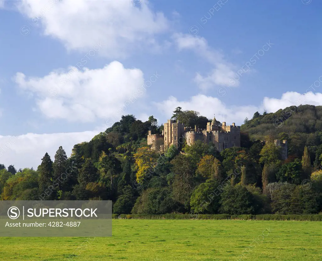 England, Somerset, Minehead. Afternoon sunlight on Dunster Castle on the edge of Exmoor National Park near Minehead.