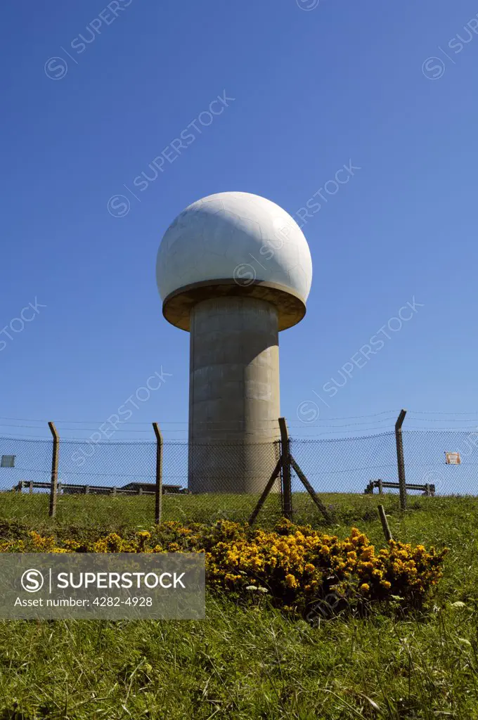 England, Devon, Hartland. Ministry of Defence radar tower at Hartland Point on the South West Coast Path near Hartland.