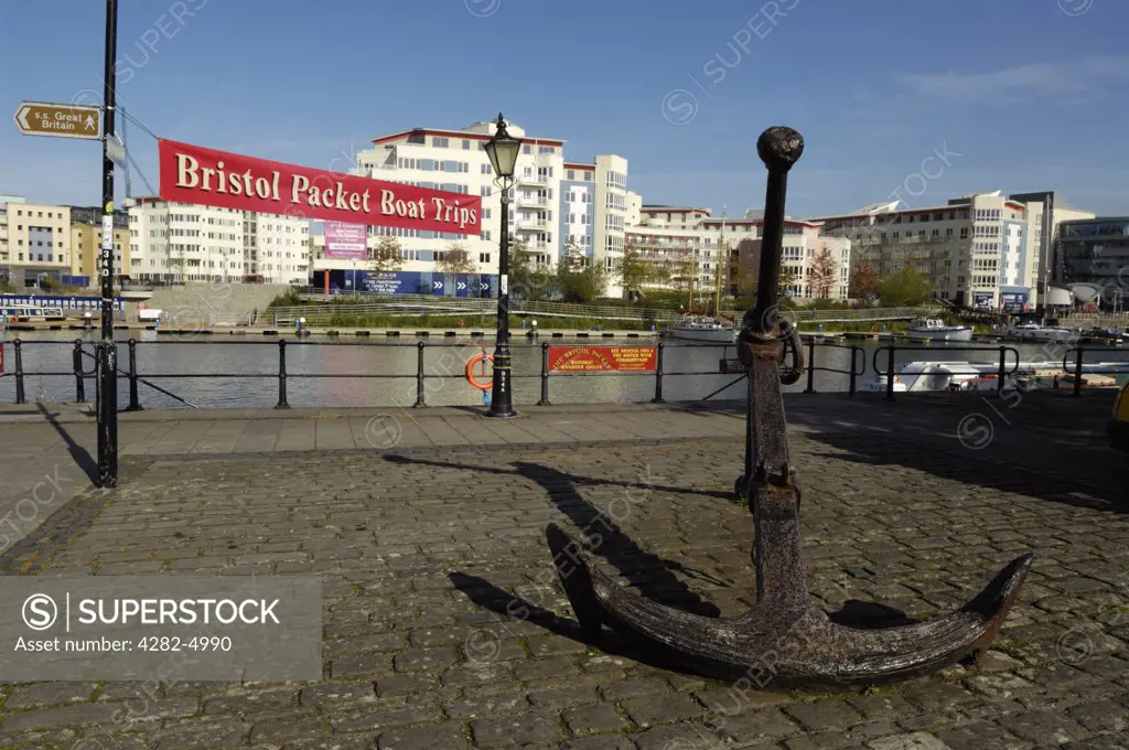 England, Bristol, Bristol. An anchor at Wapping Wharf by the Maritime Heritage Centre at the Floating Harbour in Bristol.