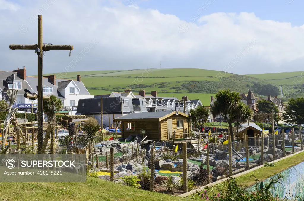 England, Devon, Woolacombe. The crazy golf course at Woolacombe.
