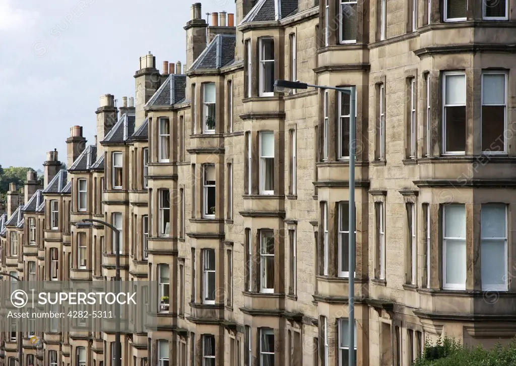 Scotland, City of Edinburgh, Edinburgh. A view down a street in Edinburgh.
