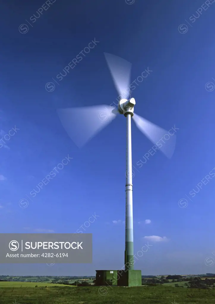 England, Gloucestershire, Stroud. The E40 wind turbine  on top of Lynch Knoll.