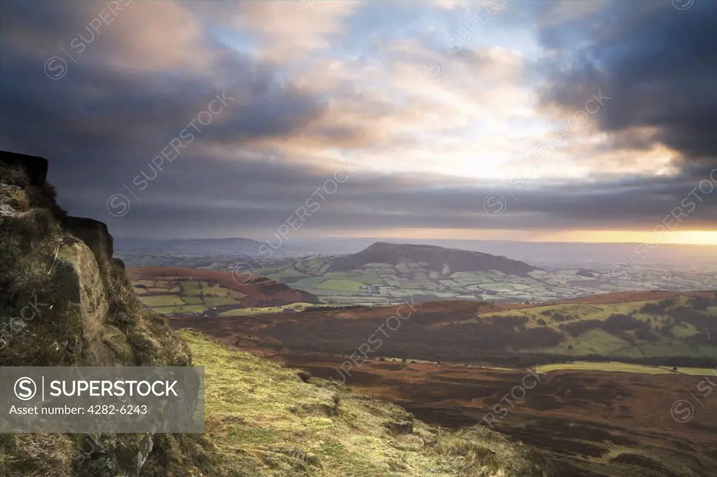 Wales, Monmouthshire, Abergavenny. Skyrrid Mountain from the Sugar Loaf.
