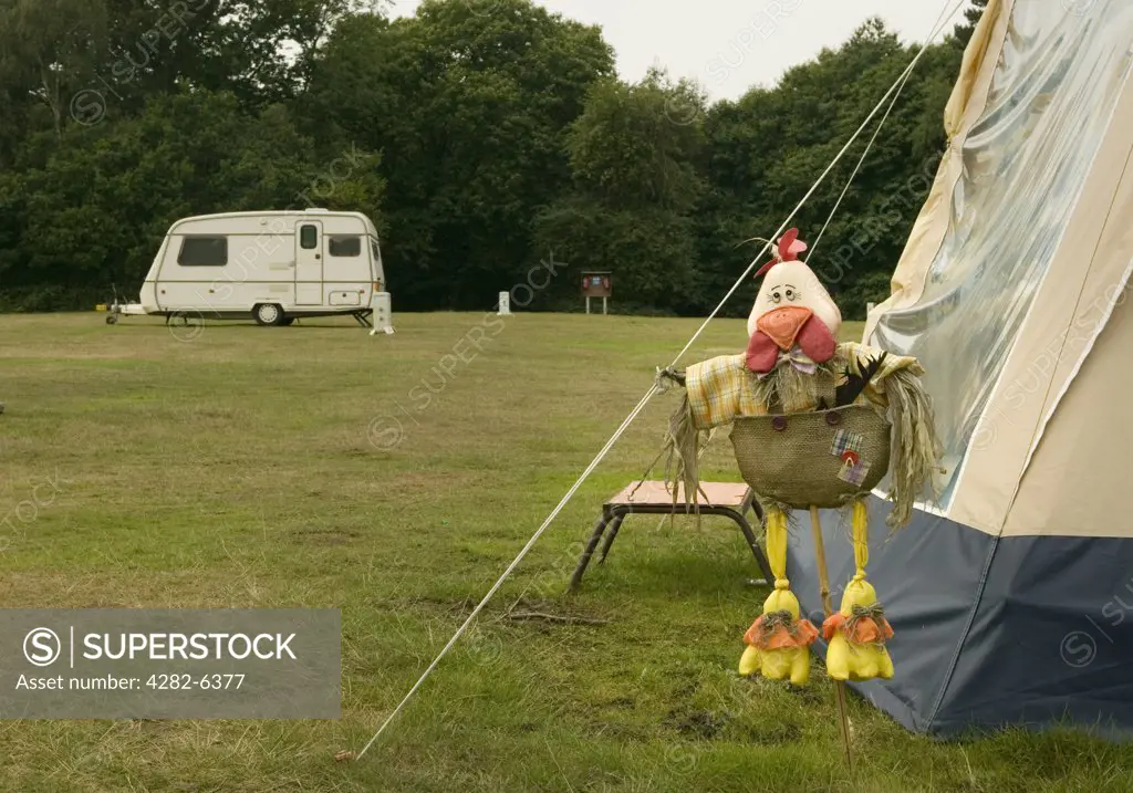 England, Kent, Swanley. Chicken puppet at a camp site Swanley. Swanley was historically a health resort and housed an important care home for sufferers of tuberculosis.