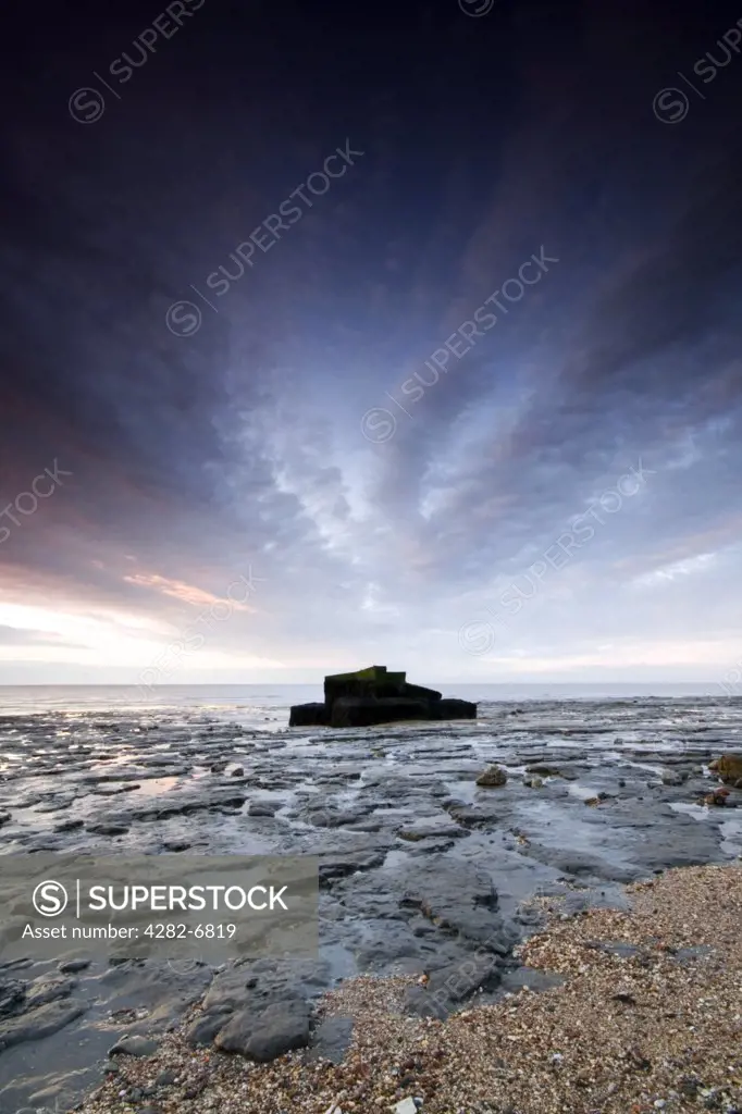 England, Essex, The Naze. Pillbox at the Naze. The Naze derives from Old English meaning promontory or headland.