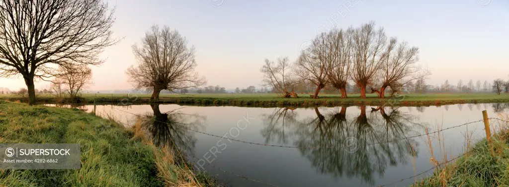 England, Essex, Dedham. A panoramic view of the River Stour at Dedham.