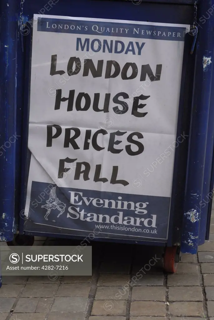 England, London, West End. A newspaper hoarding for the London Evening Standard.