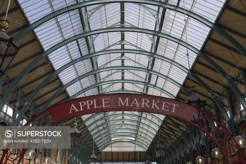 England, London, Covent Garden . A view up to the roof at Covent Garden Market.