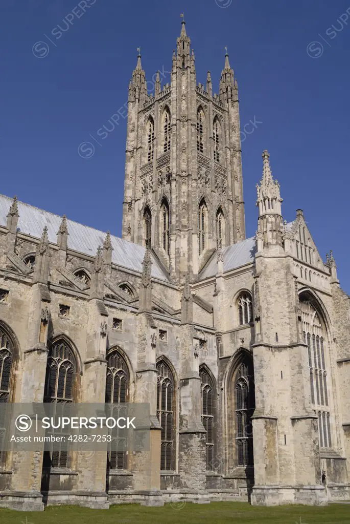 England, Kent, Canterbury. Exterior of Canterbury Cathedral.