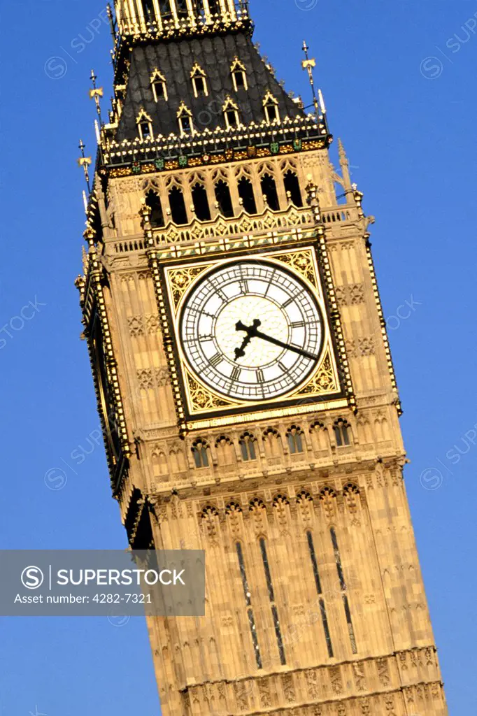England, London, Westminster. Close up of Big Ben.
