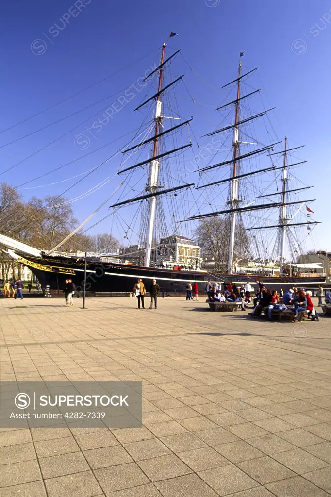 England, London, Greenwich. The Cutty Sark tea clipper.