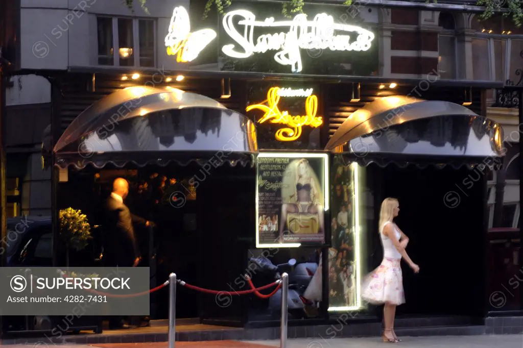 England, London, London. Exterior of the Stringfellows night club in London. Stringfellows opened over 20 years ago and is located in St Martins Lane.