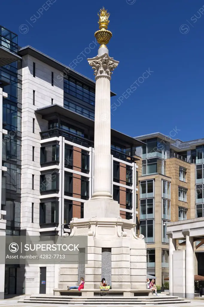 England, London, The City of London. Paternoster Square column in Paternoster Square near St Paul's Cathedral.