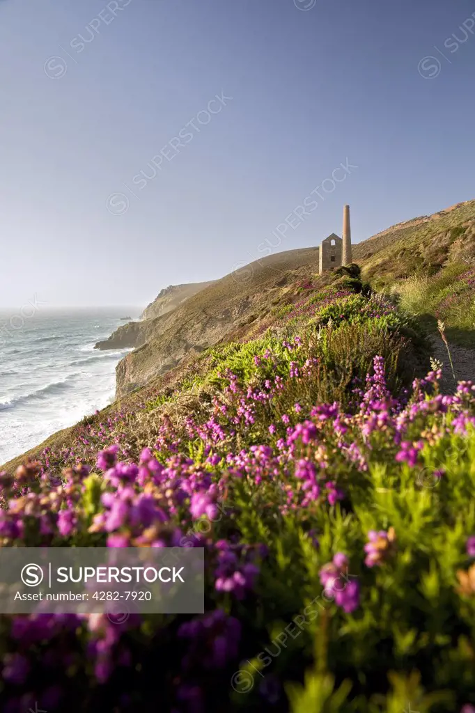 England, Cornwall, St Agnes. A view towards Wheal Coates tin mine on the North coast of Cornwall.