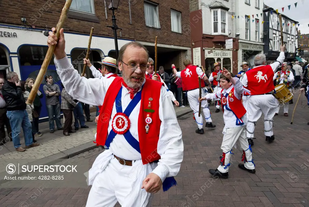 England, Kent, Rochester. East Kent Morris Men performing at the annual Sweeps Festival in Medway.