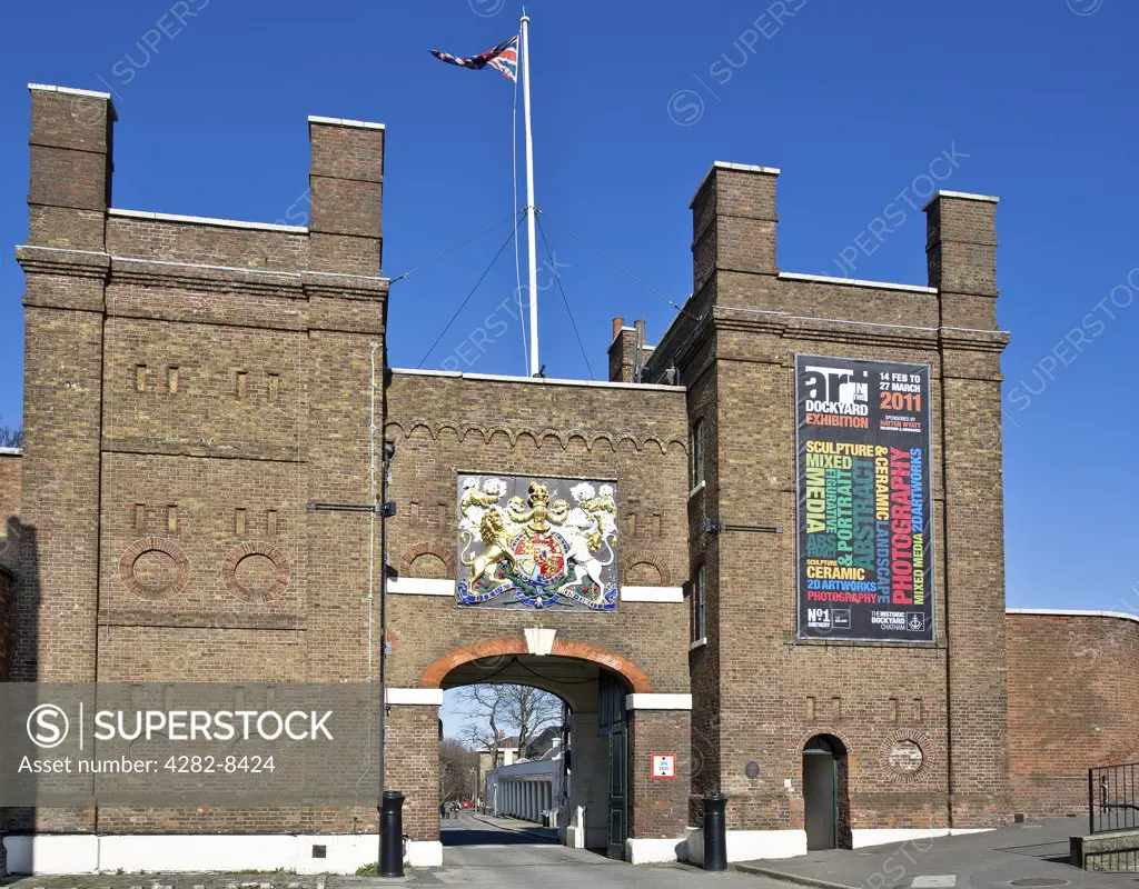 England, Kent, Chatham. The entrance to the Historic Dockyard Chatham.