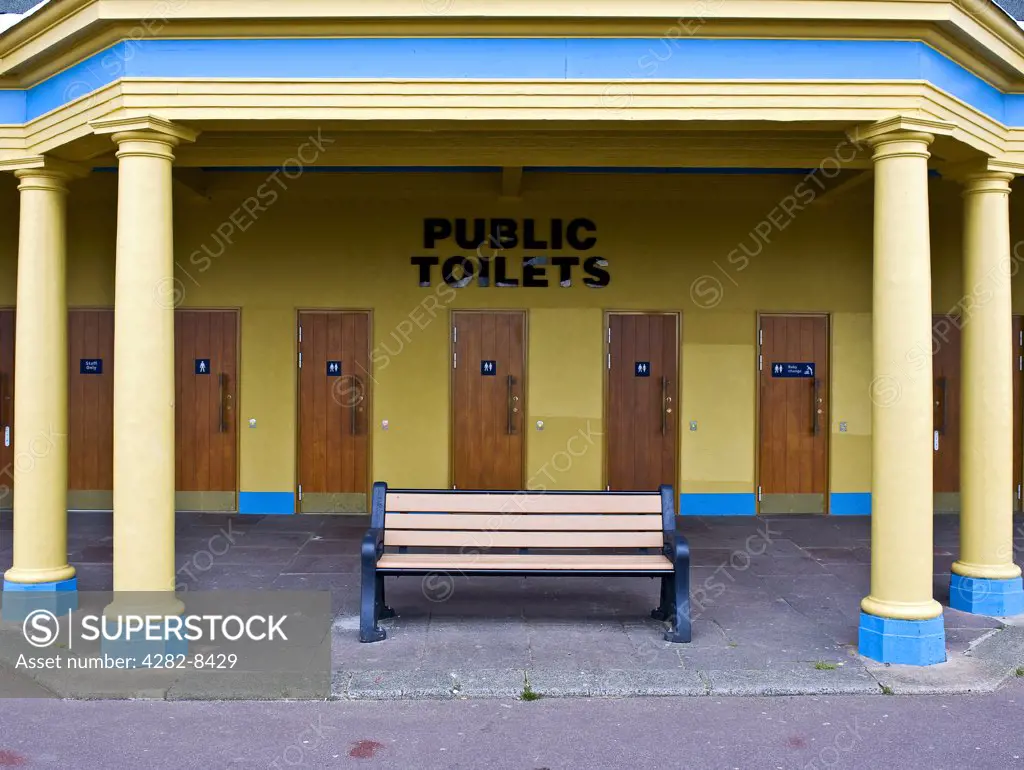 England, Essex, Southend-on-Sea. Public toilets on the promenade at Southend-on-Sea.