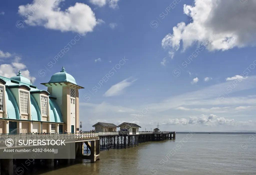 Wales, The Vale of Glamorgan, Penarth. Penarth Pier, one of the last remaining Victorian piers in Wales on the north shore of the Severn Estuary.