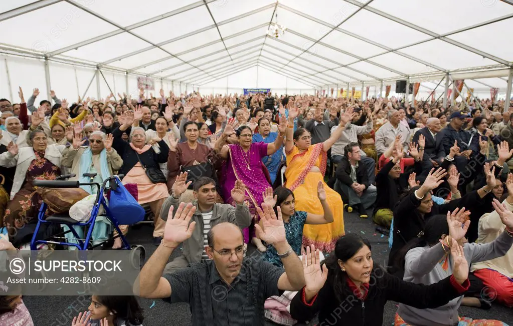 England, Essex, Southend-on-Sea. Devotees at a Ganesh Festival.