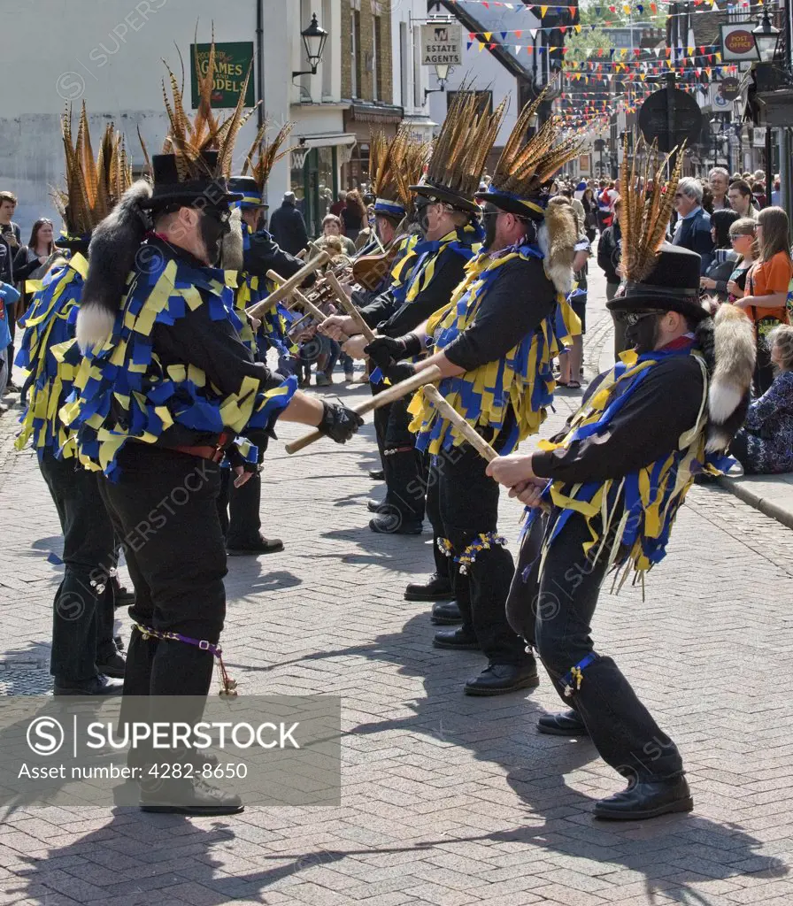 England, Kent, Rochester. Morris dancing at the annual Sweeps Festival in Rochester.