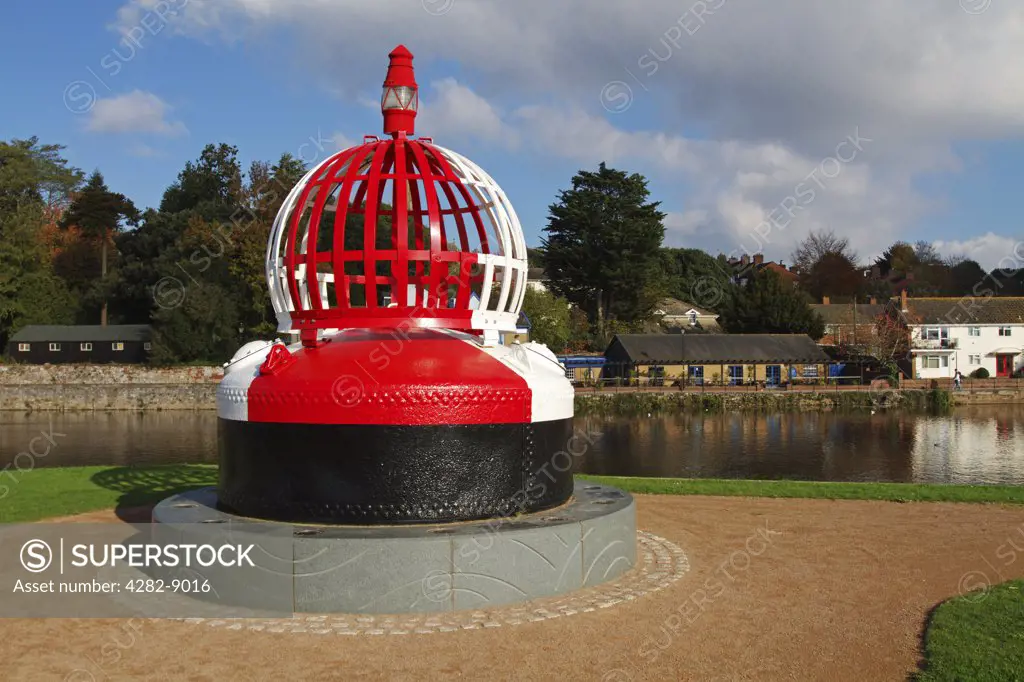 England, Devon, Exeter. Restored buoy on the quayside at the junction of the River Exe and the Exeter ship canal.