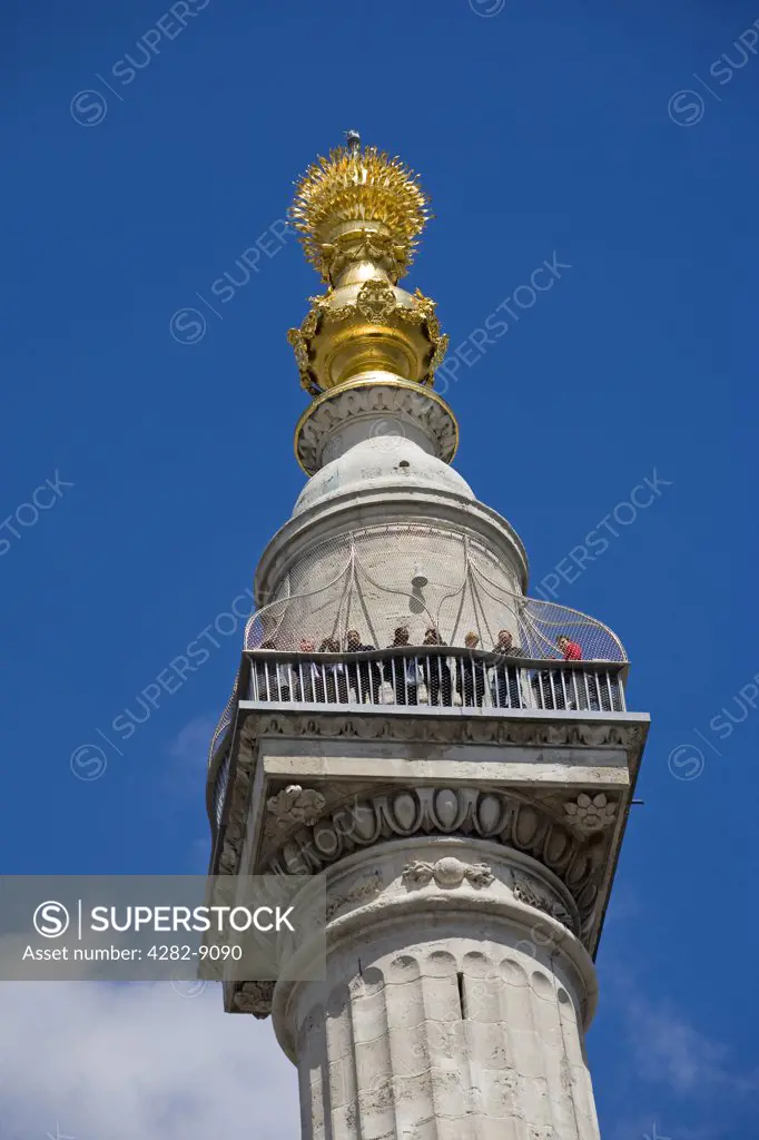 England, London, City of London. The Monument to the Great Fire of London.