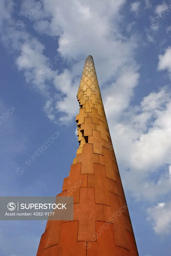 England, Bristol, Bristol. Sculptural coloured spire at Explore-at-Bristol near Millennium Square in Bristol.